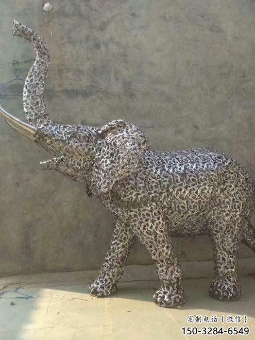 庭院小象雕塑廠家，動物小品，網(wǎng)格工藝