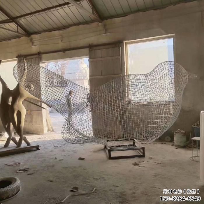 街道鳥類雕塑，動(dòng)物小品，鏤空工藝效果