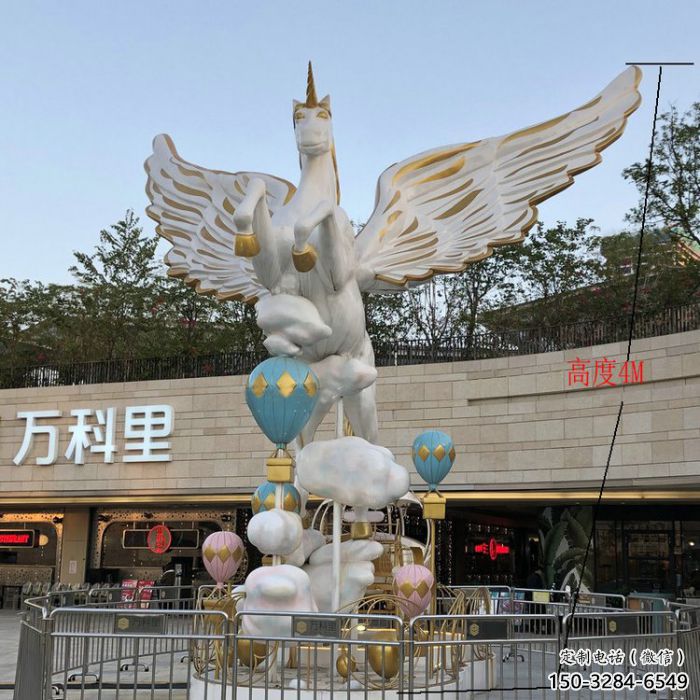 預定景區(qū)天馬雕塑，美陳小品，仿真動物雕塑主題