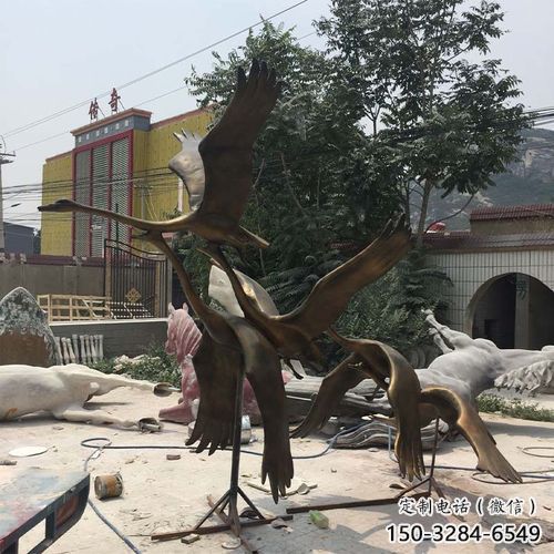 店門口大雁雕塑廠家 創(chuàng)意景觀雕塑 仿真擺件