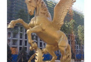 售樓部天馬雕塑廠家，美陳動物小品，鍍銅工藝