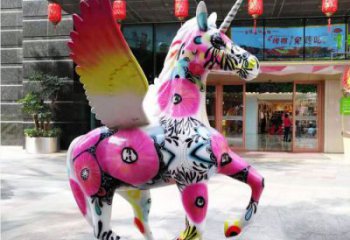 庭院天馬雕塑廠家，現(xiàn)代小品，彩繪工藝效果