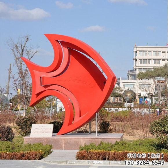 廣場(chǎng)魚(yú)形雕塑，鏤空海洋雕塑，烤漆工藝制造