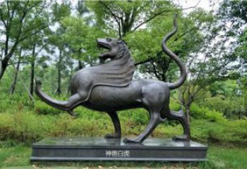 戶外白虎雕塑，鍍銅神獸雕塑，鏡面工藝
