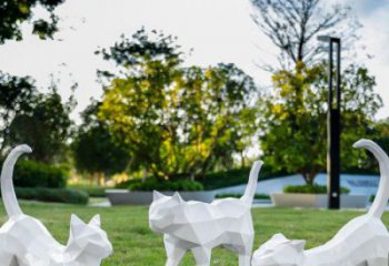 制作公園小貓咪雕塑，公園主題雕塑，幾何工藝