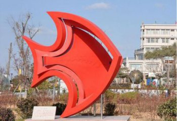 廣場魚形雕塑，鏤空海洋雕塑，烤漆工藝制造