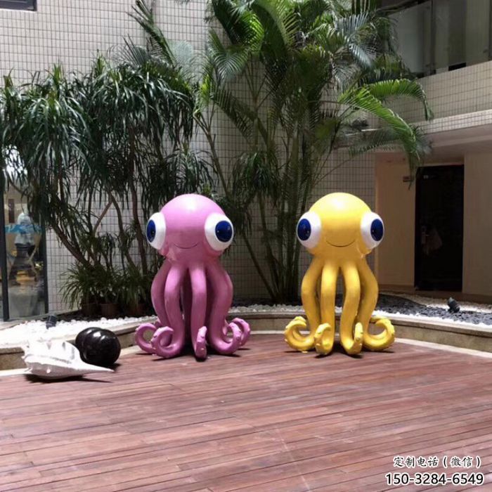 海洋館烏賊雕塑，彩繪海洋雕塑，動(dòng)漫雕塑工藝
