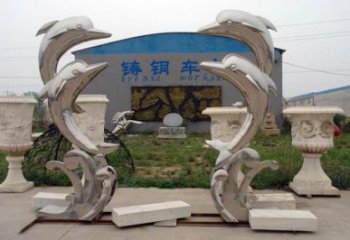 廣場魚形雕塑廠家，卡通水景雕塑，抽象效果