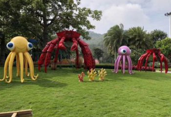 戶外大型烏賊雕塑，拉絲海洋雕塑，抽象效果