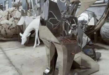 城市哈巴狗雕塑廠家，景觀動(dòng)物雕塑，古銅效果