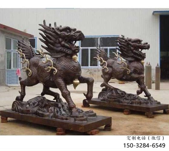 街道貔貅雕塑，大型動(dòng)物雕塑，古銅效果