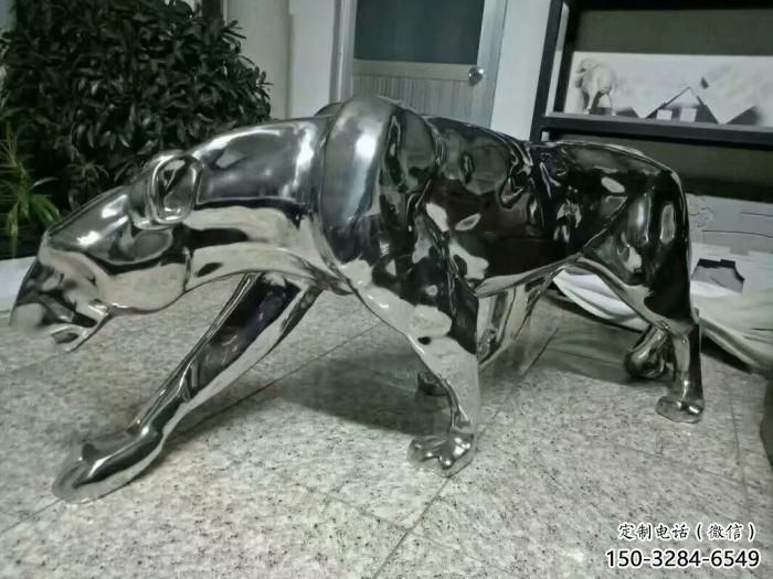 抽象獵豹雕塑，戶外動(dòng)物雕塑，鏡面工藝