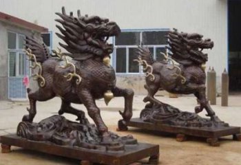 街道貔貅雕塑，大型動(dòng)物雕塑，古銅效果