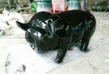 園林野豬雕塑，噴漆動(dòng)物雕塑，仿真形式