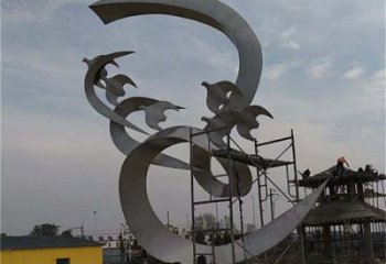 戶(hù)外鴿子雕塑，彩繪雕塑，抽象效果