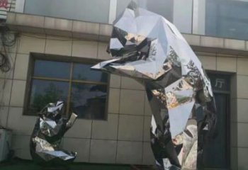 步行街狗熊雕塑，仿真動物雕塑，幾何方式