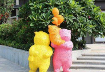 抽象狗熊雕塑，仿古動漫雕塑，卡通擺件