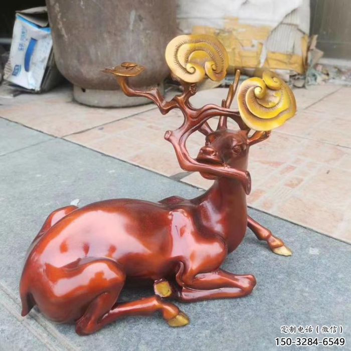 抽象馴鹿雕塑，仿古動(dòng)物雕塑，仿古擺件