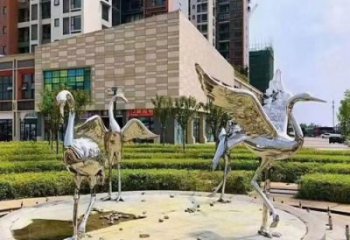 鏤空白鶴雕塑廠家 廣場近代雕塑 門口小品