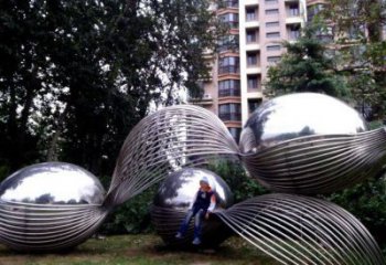 廣場(chǎng)恐龍蛋雕塑廠家 抽象景觀小品 烤漆雕塑