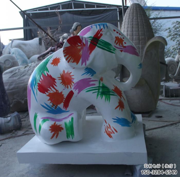 藝術(shù)大象雕塑，中式工藝，彩繪大象雕塑制作廠家