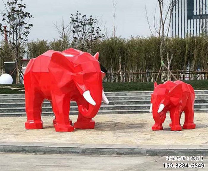 幾何大象雕塑精選，露天雕塑，切面大象雕塑訂做