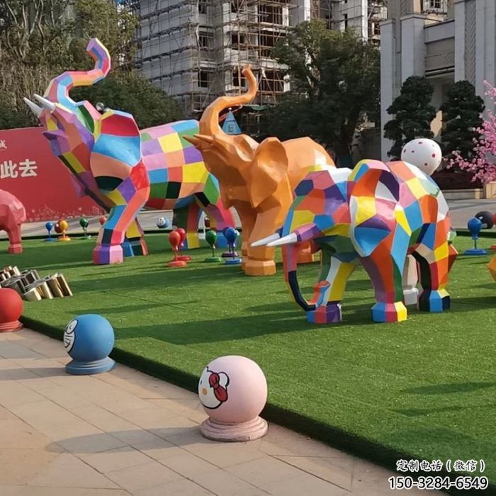 公共大象雕塑訂做，城市裝飾，景觀卡通大象雕塑展品