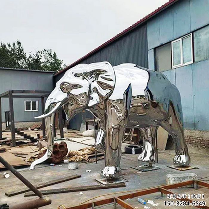 大型大象雕塑制作，動物小品，鏡面大象雕塑提供