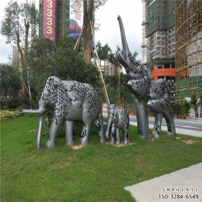 金屬大象雕塑制造，公園雕塑，鏡面大象雕塑展品