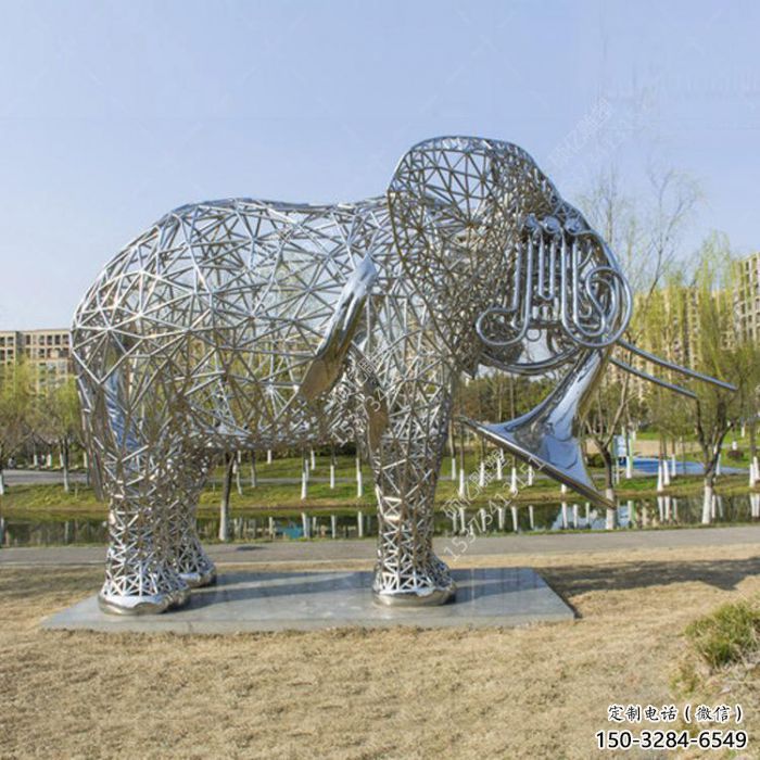 大象雕塑承接，動(dòng)物鏤空雕塑，鏤空大象雕塑定制