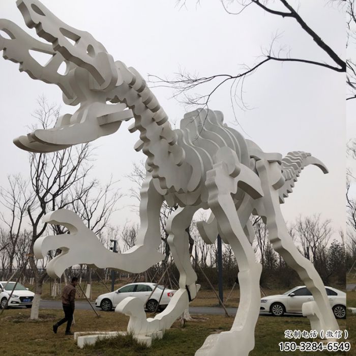 鏤空恐龍雕塑展品，金屬制作，恐龍骨架雕塑精品
