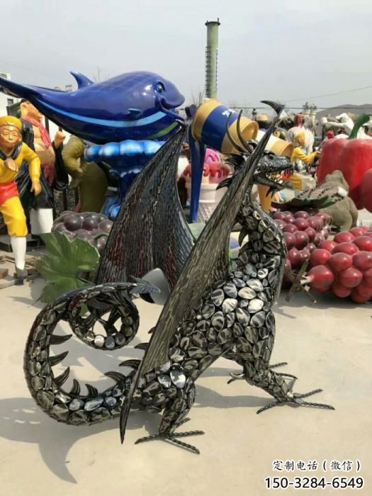 鐵藝恐龍雕塑制造商，室外軟裝，鐵藝恐龍雕塑制作