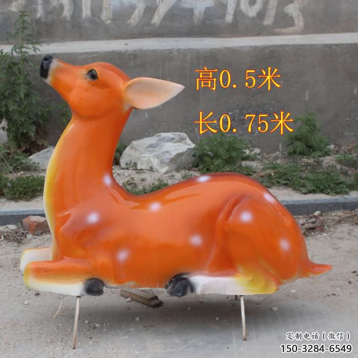 烤漆梅花鹿雕塑，彩繪工藝，玻璃鋼動(dòng)物雕塑