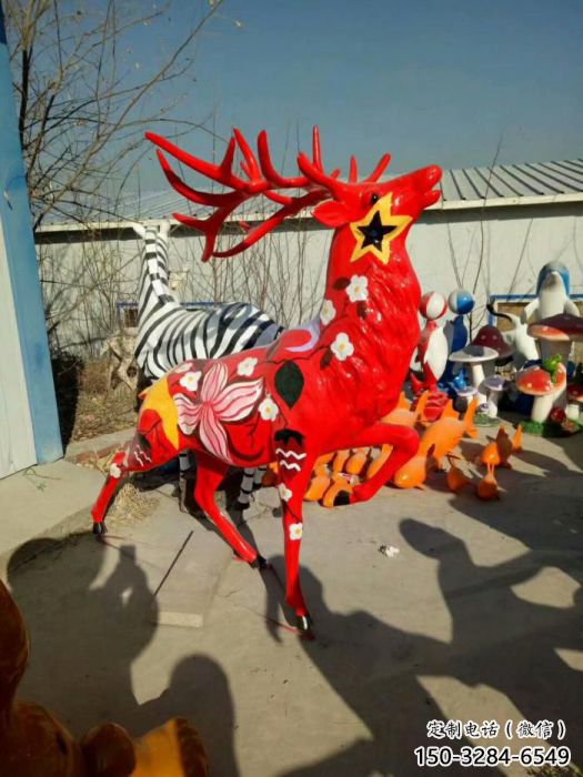 梅花鹿方案精品，景觀雕塑，玻璃鋼梅花鹿雕塑生產(chǎn)商