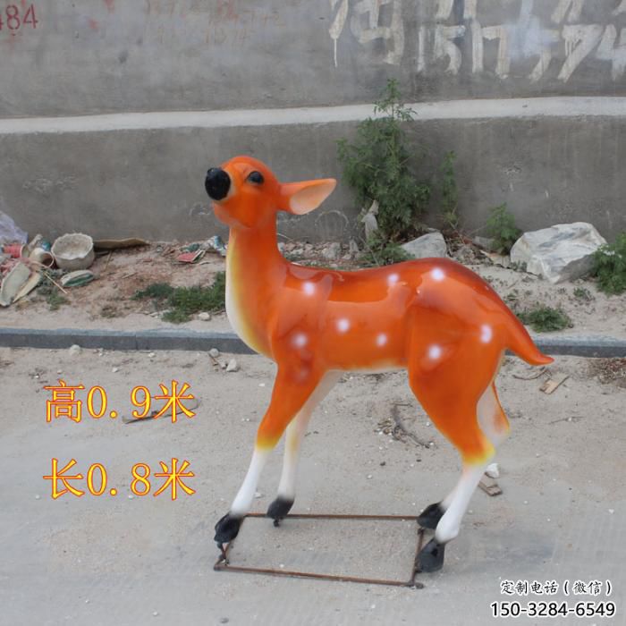 大型小鹿雕塑，彩繪工藝，玻璃鋼動(dòng)物雕塑擺件