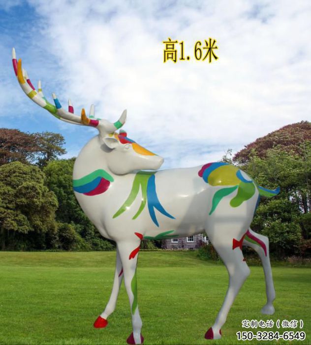 廣場小鹿雕塑，彩繪工藝，彩繪動(dòng)物雕塑