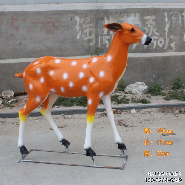 廣場小鹿雕塑，彩繪工藝，玻璃鋼動物雕塑廠家