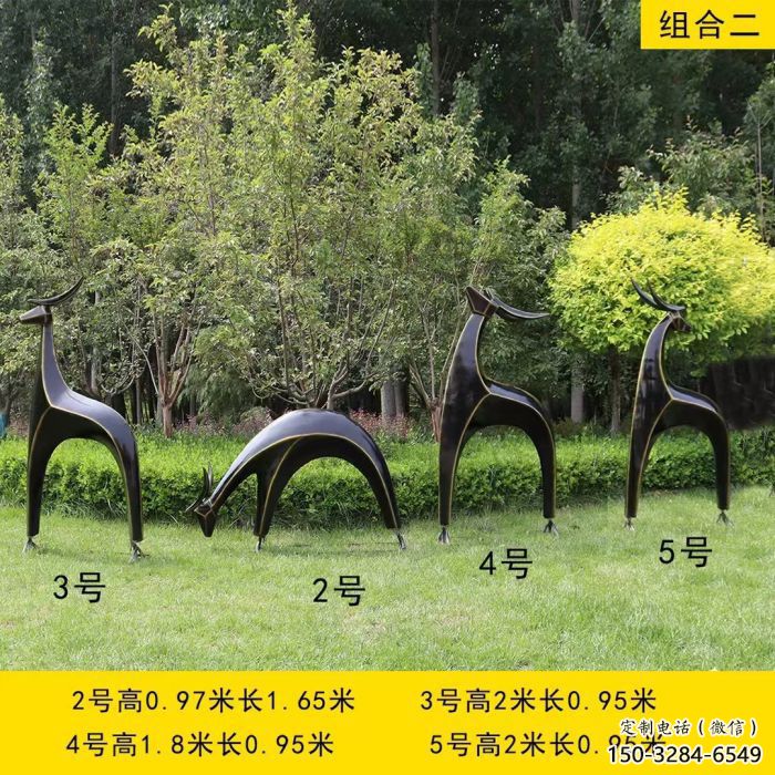 小鹿雕塑批發(fā)，幾何動物雕塑，抽象小鹿雕塑標(biāo)準(zhǔn)