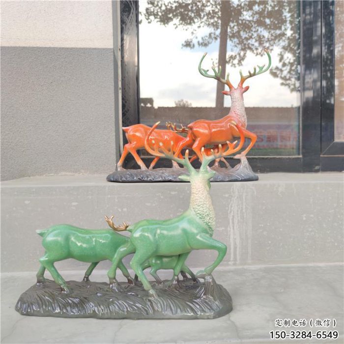 銅小鹿雕塑優(yōu)選，陸地?cái)[件，景觀小鹿銅雕塑制作