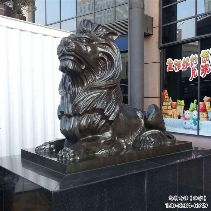 大門口獅子雕塑，仿銅玻璃鋼獅子雕塑加工制作
