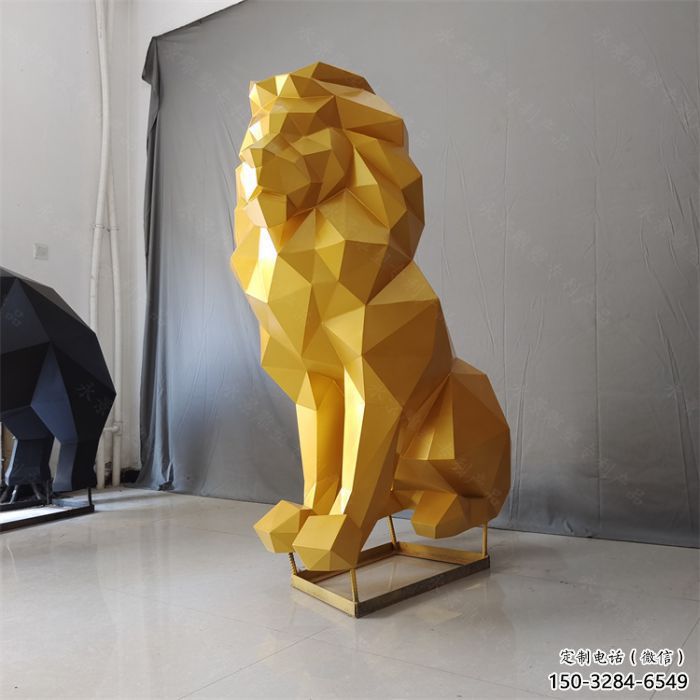 景觀獅子雕塑供應(yīng)，切面動(dòng)物雕塑，不銹鋼獅子雕塑供求