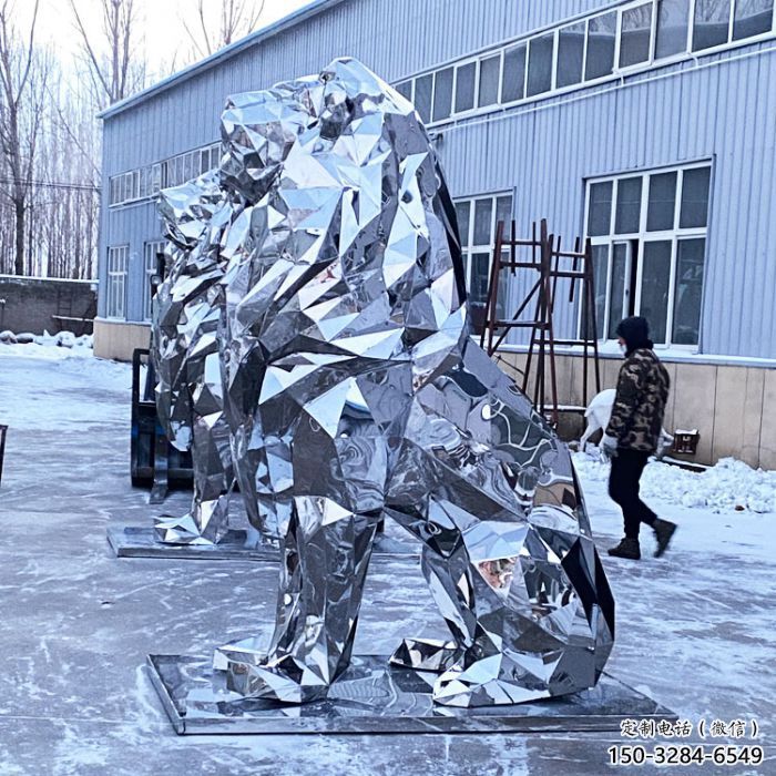 鏡面獅子雕塑通用，動物小品，廣場不銹鋼獅子雕塑優(yōu)價