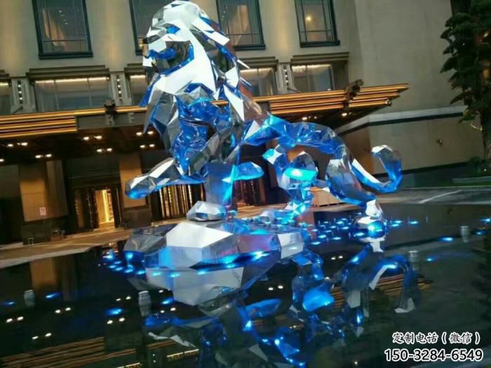 切面獅子雕塑通用，街景小品，不銹鋼獅子雕塑制造