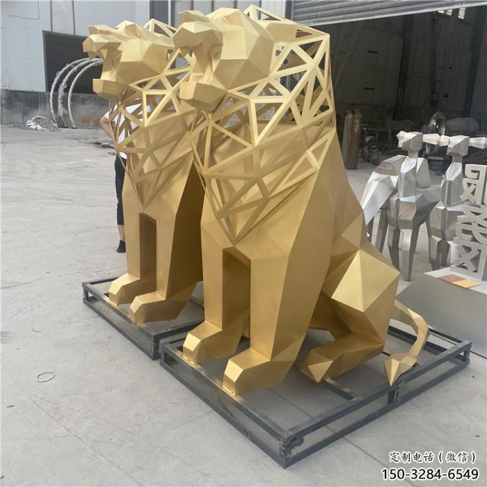 廣場(chǎng)獅子雕塑批發(fā)，動(dòng)物系列，不銹鋼獅子雕塑制作