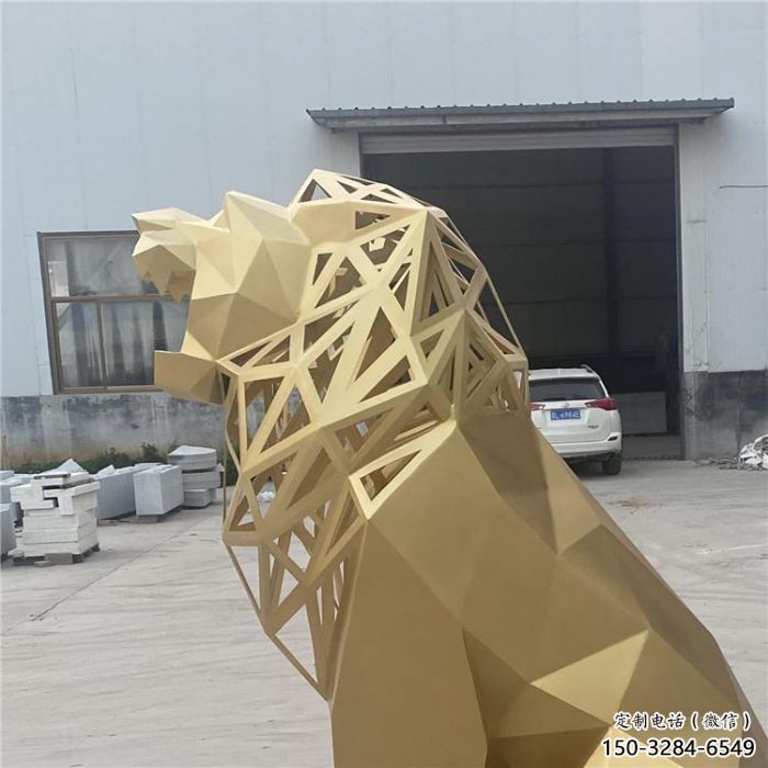 獅子雕塑擺件，烤漆工藝制作，大型不銹鋼獅子雕塑公司