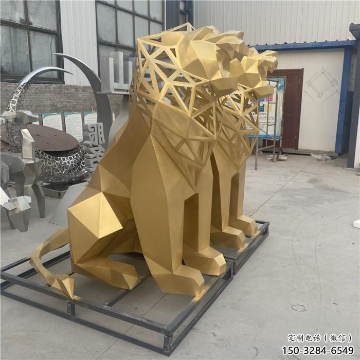 現(xiàn)代獅子雕塑定制，中式工藝，景觀不銹鋼獅子雕塑優(yōu)價