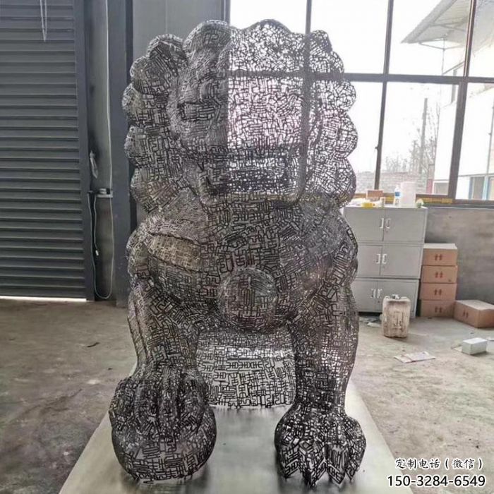 鏤空獅子雕塑預(yù)定，城區(qū)小品，不銹鋼獅子雕塑制造商