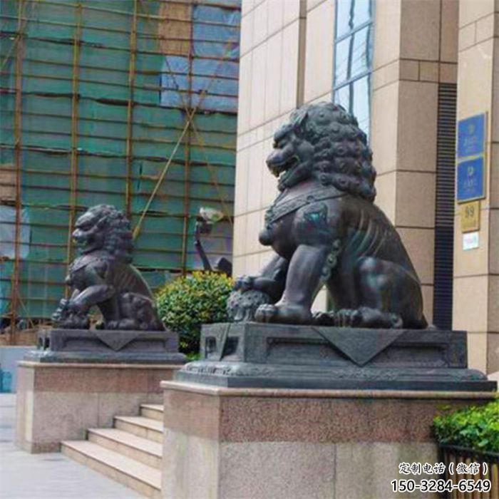 大門口獅子雕塑提供，美陳雕塑，鑄銅蹲獅雕塑承接