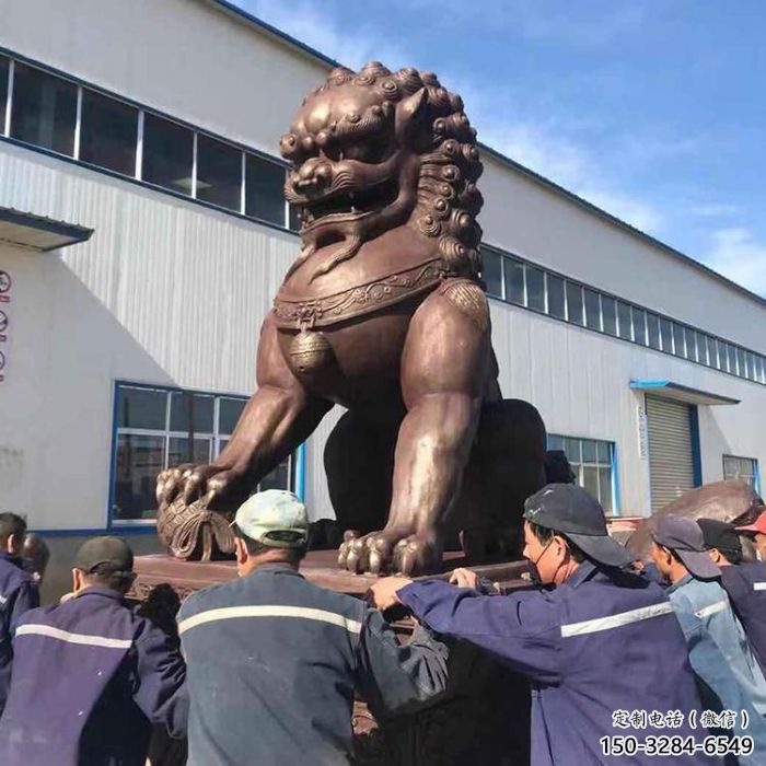 紅銅獅子雕塑供需，標(biāo)識雕塑，景觀藝術(shù)蹲獅雕塑制造商