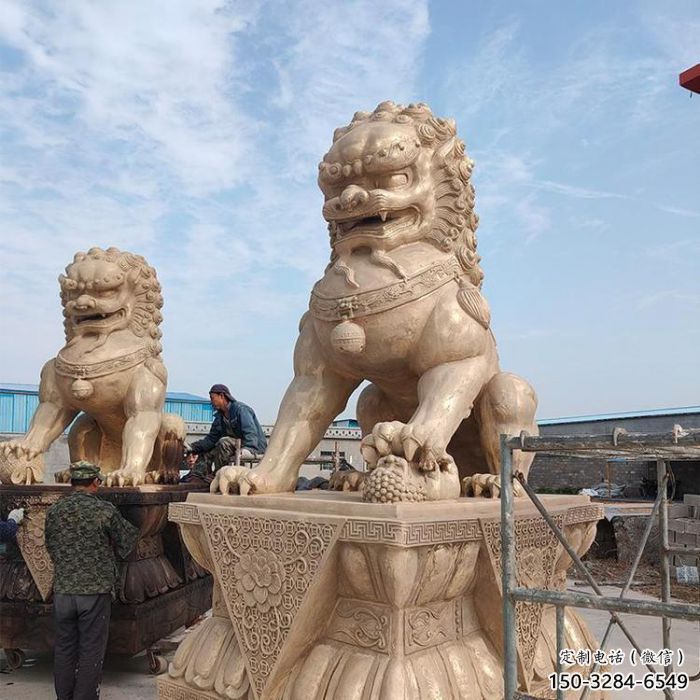 黃銅獅子雕塑常用，動(dòng)物組合，大型鑄銅蹲獅雕塑定價(jià)